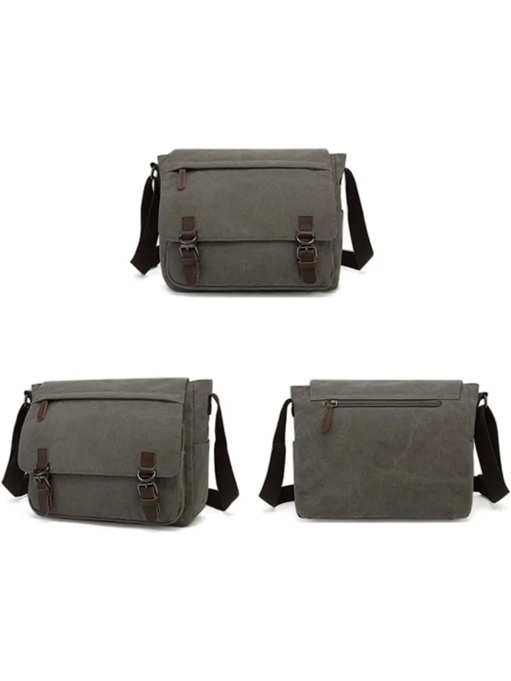 Vintage Canvas Messenger Bag - Large Leather Crossbody for 15